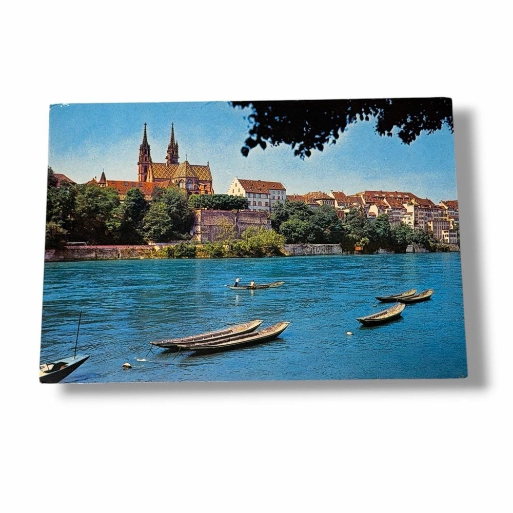 Postcard Hotel Admiral Basel Switzerland Rhine River Boats 4x6 Continental I248